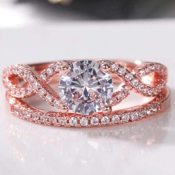 ❤️ROSE GOLD Jewelry - 😍Double Layer Rose Gold Plated Lovely Fashion Ring Set for Women/Girl, L045